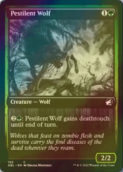 画像1: [FOIL] 伝染病の狼/Pestilent Wolf 【英語版】 [DBL-緑C]