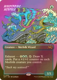[FOIL] 思考の泉のマーフォーク/Mindspring Merfolk (全面アート版) 【英語版】 [DFT-青R]