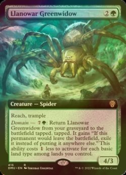 画像1: [FOIL] ラノワールの緑後家蜘蛛/Llanowar Greenwidow (拡張アート版) 【英語版】 [DMU-緑R]