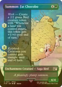 [FOIL] 召喚：デブチョコボ/Summon: Fat Chocobo (全面アート版) 【英語版】 [FIN-緑C]