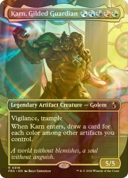 画像1: [FOIL] 金色の守護者、カーン/Karn, Gilded Guardian (全面アート・海外産ブースター版) 【英語版】 [FRA-金R]
