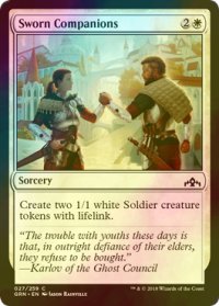 [FOIL] 刎頸の友/Sworn Companions 【英語版】 [GRN-白C]