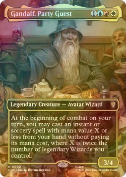 画像1: [FOIL] 宴の客人、ガンダルフ/Gandalf, Party Guest (全面アート版) 【英語版】 [HOC-金R]