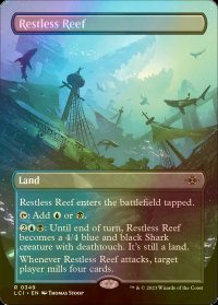 [FOIL] 不穏な浅瀬/Restless Reef (全面アート・海外産ブースター版) 【英語版】 [LCI-土地R]