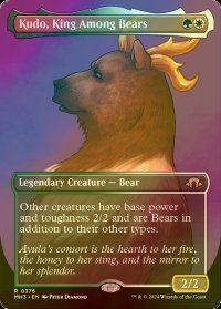 [FOIL] 熊の中の王、クードー/Kudo, King Among Bears (全面アート・海外産ブースター版) 【英語版】 [MH3-金R]