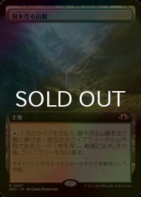 [FOIL] 樹木茂る山麓/Wooded Foothills (拡張アート版) 【日本語版】 [MH3-土地R]