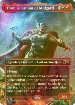 画像1: [FOIL] ミッドガルドの守護神、ソー/Thor, Guardian of Midgard (全面アート版) 【英語版】 [MSC-赤R]