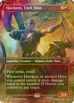 画像1: [FOIL] 神業の一矢、ホークアイ/Hawkeye, Trick Shot (全面アート版) 【英語版】 [MSC-赤R]