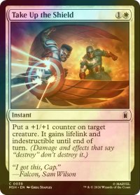 [FOIL] 盾、構え/Take Up the Shield 【英語版】 [MSH-白C]