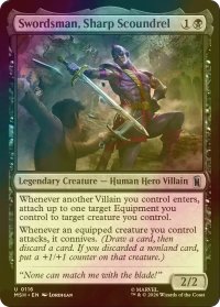 [FOIL] 切れ者の悪党、ソーズマン/Swordsman, Sharp Scoundrel 【英語版】 [MSH-黒U]