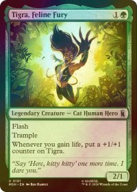 [FOIL] 荒ぶる猫戦士、ティグラ/Tigra, Feline Fury 【英語版】 [MSH-緑U]
