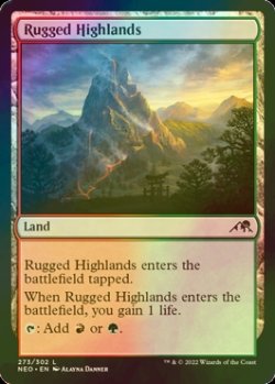 画像1: [FOIL] 岩だらけの高地/Rugged Highlands 【英語版】 [NEO-土地C]
