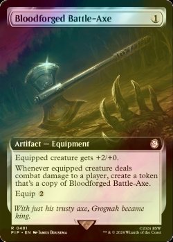 画像1: [FOIL] 血鍛冶の戦斧/Bloodforged Battle-Axe No.481 (拡張アート版) 【英語版】 [PIP-灰R]