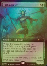 [FOIL] 彼方地のエルフ/Farhaven Elf (拡張アート版) 【英語版】 [SLD-緑R]