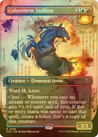 [FOIL] 彩嵐の雄馬/Colorstorm Stallion (全面アート・海外産ブースター版) 【英語版】 [SOS-金R]