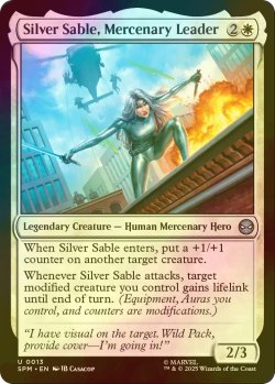 画像1: [FOIL] 傭兵のリーダー、シルバー・セーブル/Silver Sable, Mercenary Leader 【英語版】 [SPM-白U]