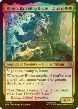 画像1: [FOIL] 怒涛の粗暴者、ライノ/Rhino, Barreling Brute 【英語版】 [SPM-金U]