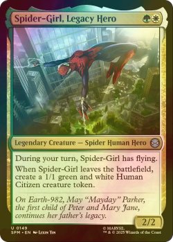 画像1: [FOIL] 力受け継ぎしヒーロー、スパイダーガール/Spider-Girl, Legacy Hero 【英語版】 [SPM-金U]