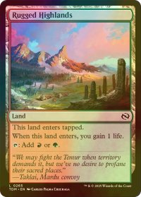 [FOIL] 岩だらけの高地/Rugged Highlands 【英語版】 [TDM-土地C]