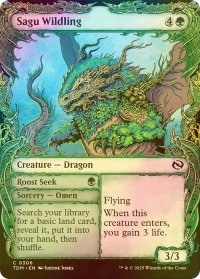 [FOIL] サグの原生龍/Sagu Wildling (ショーケース版) 【英語版】 [TDM-緑C]