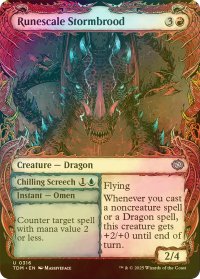 [FOIL] ルーン鱗の嵐孵り/Runescale Stormbrood (ショーケース版) 【英語版】 [TDM-赤U]