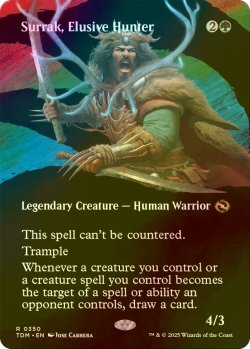 画像1: [FOIL] 神出鬼没の狩人、スーラク/Surrak, Elusive Hunter (全面アート・海外産ブースター版) 【英語版】 [TDM-緑R]