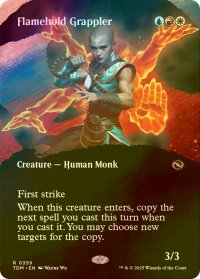 [FOIL] 担炎の闘士/Flamehold Grappler (全面アート・海外産ブースター版) 【英語版】 [TDM-金R]