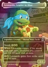 [FOIL] 青を纏うリーダー、レオナルド/Leonardo, Leader in Blue (全面アート版) 【英語版】 [TMT-白U]