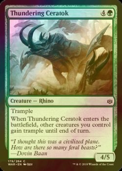 画像1: [FOIL] 轟く角獣/Thundering Ceratok 【英語版】 [WAR-緑C]