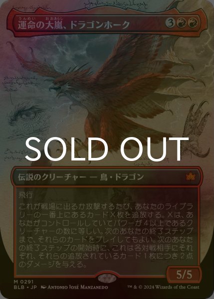画像1: [FOIL] 運命の大嵐、ドラゴンホーク/Dragonhawk, Fate's Tempest (全面アート版) 【日本語版】 [BLB-赤MR] (1)