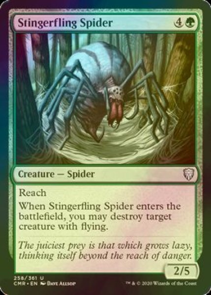 画像1: [FOIL] 棘投げの蜘蛛/Stingerfling Spider 【英語版】 [CMR-緑U] (1)