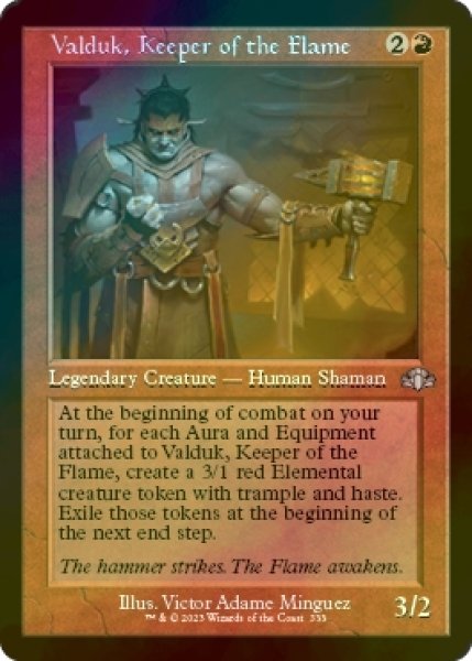 画像1: [FOIL] 炎の番人、ヴァルダーク/Valduk, Keeper of the Flame (旧枠) 【英語版】 [DMR-赤U] (1)