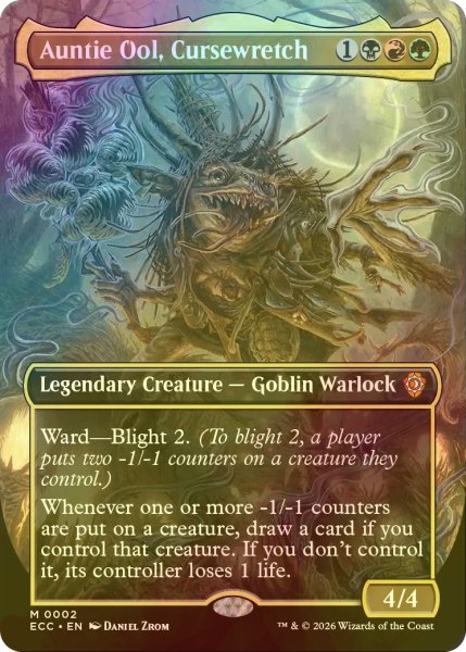 画像1: [FOIL] 呪いの悪党、オール婆/Auntie Ool, Cursewretch (全面アート版) 【英語版】 [ECC-金MR] (1)