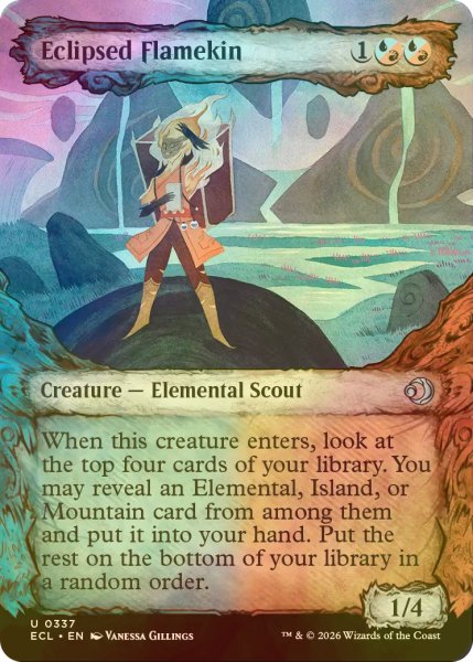 画像1: [FOIL] 蝕甚化した炎族/Eclipsed Flamekin (ショーケース版) 【英語版】 [ECL-金U] (1)