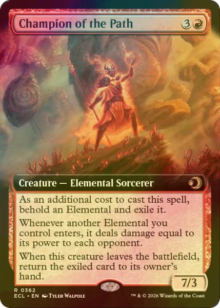 画像1: [FOIL] 隘路の闘士/Champion of the Path (拡張アート版) 【英語版】 [ECL-赤R] (1)