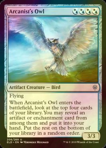 画像1: [FOIL] 秘儀術師のフクロウ/Arcanist's Owl 【英語版】 [ELD-金U] (1)