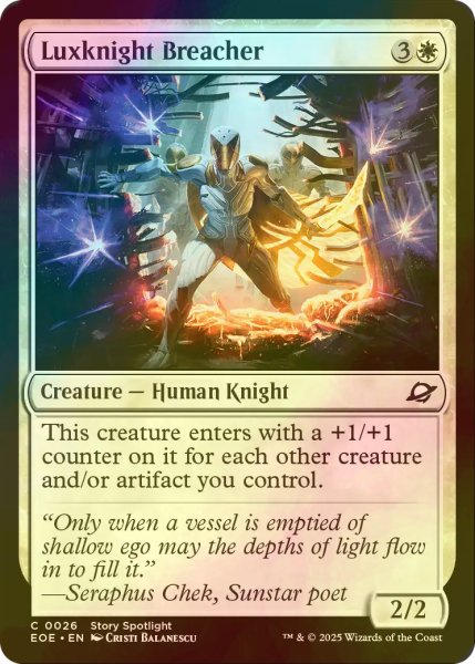 画像1: [FOIL] 光明騎士の突破者/Luxknight Breacher 【英語版】 [EOE-白C]*詳細要確認 (1)