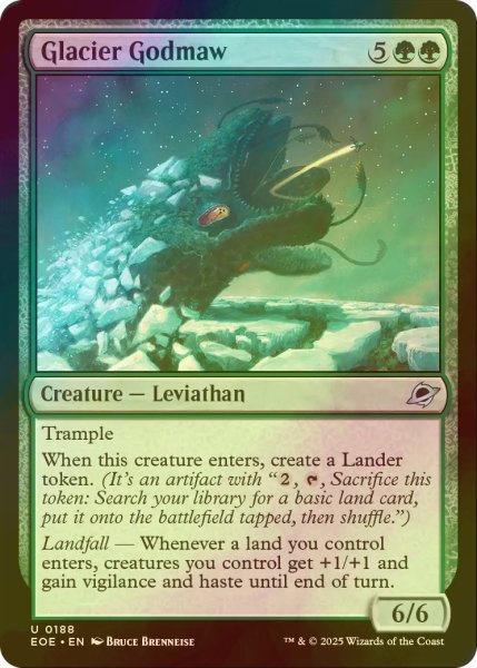 画像1: [FOIL] 氷河の神大口/Glacier Godmaw 【英語版】 [EOE-緑U]*詳細要確認 (1)