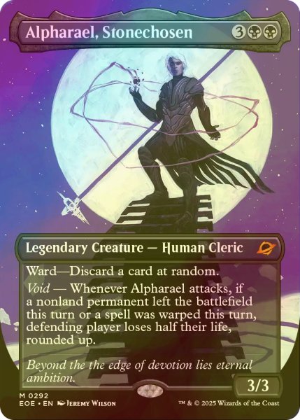 画像1: [FOIL] 石に選ばれし者、アルファラエル/Alpharael, Stonechosen (全面アート・海外産ブースター版) 【英語版】 [EOE-黒MR] (1)