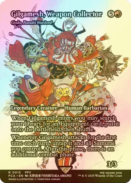 画像1: [FOIL] 武人ギルガメッシュ/Gilgamesh, Weapon Collector (全面アート版) 【英語版】 [FCA-赤R] (1)
