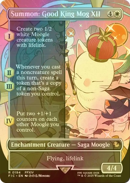 画像1: [FOIL] 召喚：蛮神善王モグル・モグXII世/Summon: Good King Mog XII (全面アート版) 【英語版】 [FIC-白R] (1)