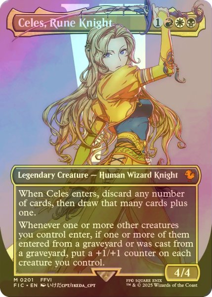 画像1: [FOIL] ルーンナイト、セリス/Celes, Rune Knight No.201 (全面アート版) 【英語版】 [FIC-金MR] (1)