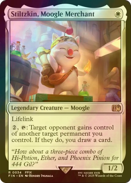 画像1: [FOIL] モーグリの商人、スティルツキン/Stiltzkin, Moogle Merchant 【英語版】 [FIN-白R] (1)