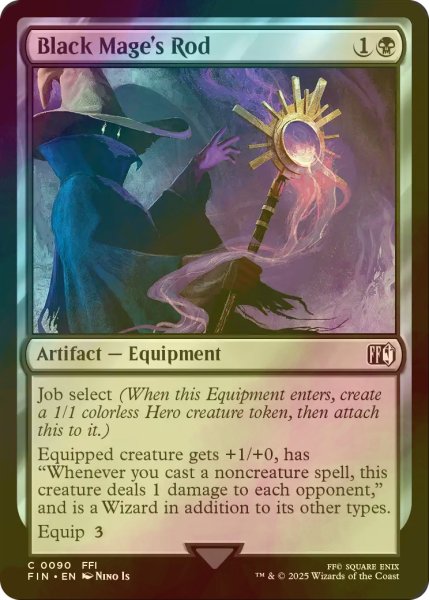 画像1: [FOIL] 「黒魔術士」の杖/Black Mage's Rod 【英語版】 [FIN-黒C] (1)