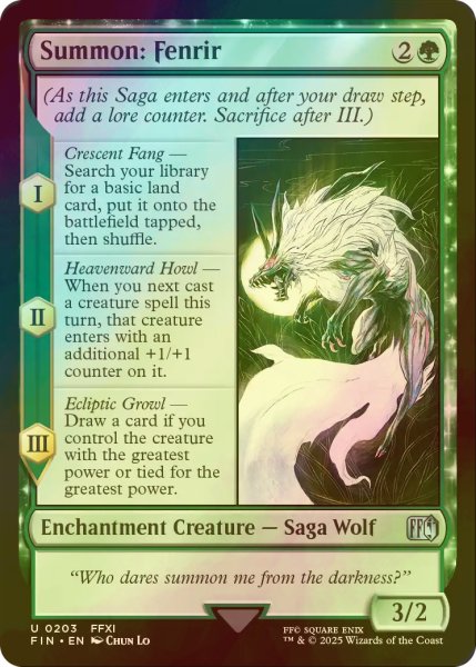 画像1: [FOIL] 召喚：フェンリル/Summon: Fenrir 【英語版】 [FIN-緑U] (1)
