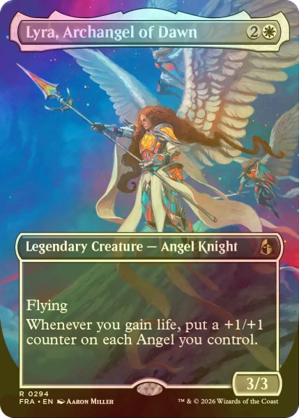 画像1: [FOIL] 黎明の大天使、ライラ/Lyra, Archangel of Dawn (全面アート・海外産ブースター版) 【英語版】 [FRA-白R] (1)