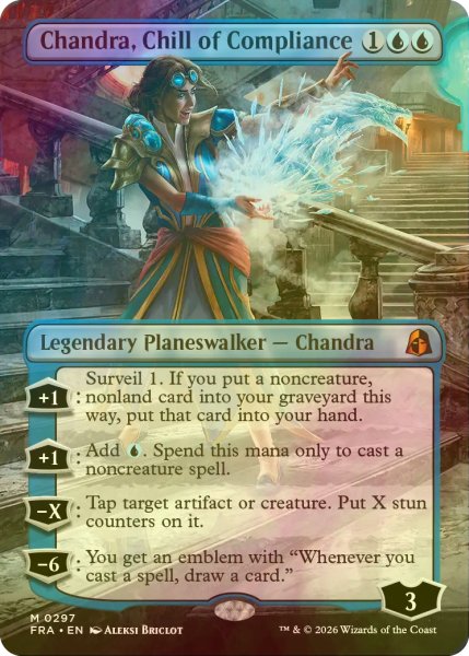 画像1: [FOIL] 遵守の冷気、チャンドラ/Chandra, Chill of Compliance (全面アート・海外産ブースター版) 【英語版】 [FRA-青MR] (1)