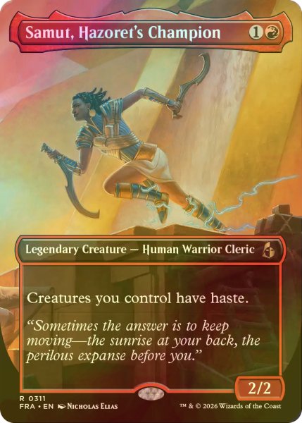 画像1: [FOIL] ハゾレトの勇者、サムト/Samut, Hazoret's Champion (全面アート・海外産ブースター版) 【英語版】 [FRA-赤R] (1)