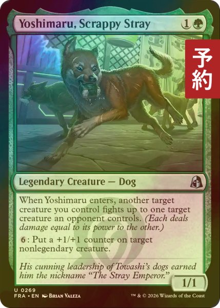 画像1: [FOIL] 争い好きの野良犬、義丸/Yoshimaru, Scrappy Stray 【英語版】 [FRA-緑U] (予約I) (1)