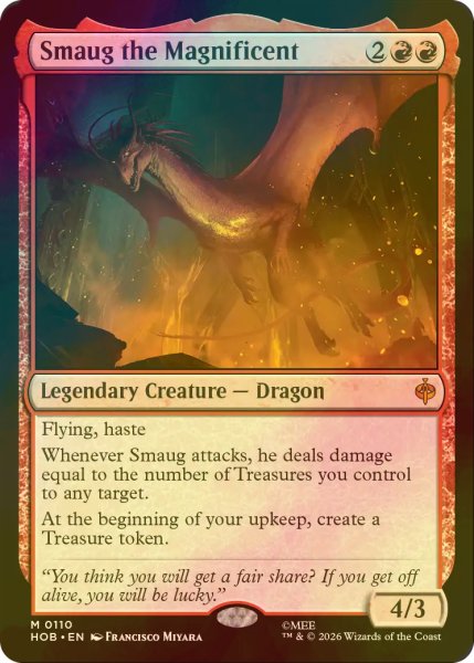 画像1: [FOIL] 壮大なる者、スマウグ/Smaug the Magnificent (海外産ブースター版) 【英語版】 [HOB-赤MR] (1)